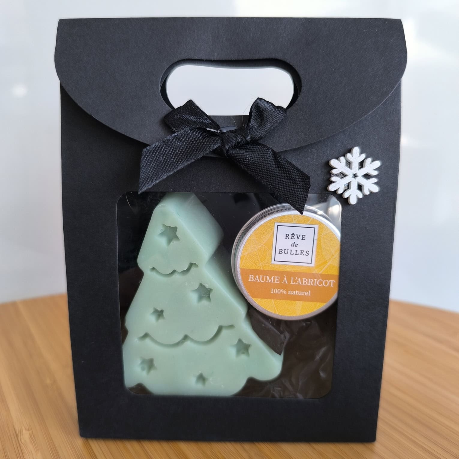 Pochette savon Christmas tree et baume abricot